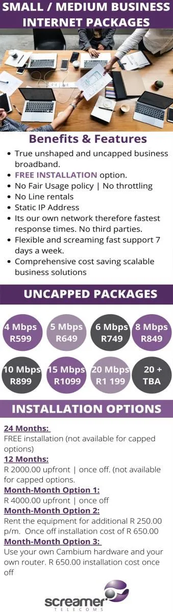 Business 2 image SCREAMER TELECOMS INTERNET SERVICE PROVIDER